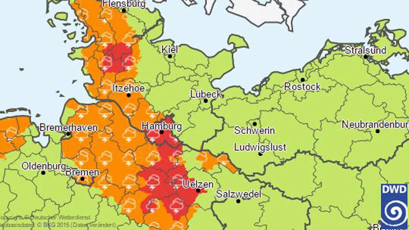 Alarmstufe Rot Breite Front bringt im Norden jetzt Unwetter
