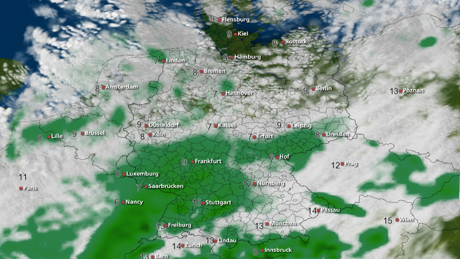 Im Norden sind Schneeschauer möglich im Süden Starkregen The