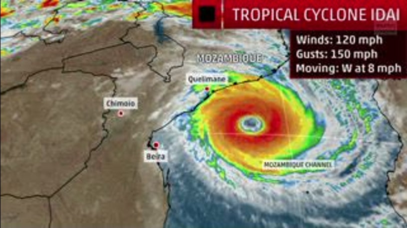 Tropical Cyclone Idai Landfalling Today in Mozambique