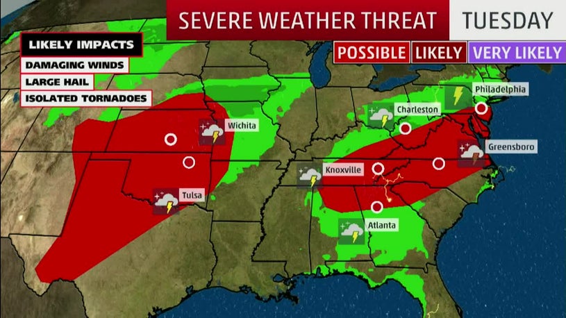 Flooding Rain, Severe Storms Expected From Plains to Ohio Valley