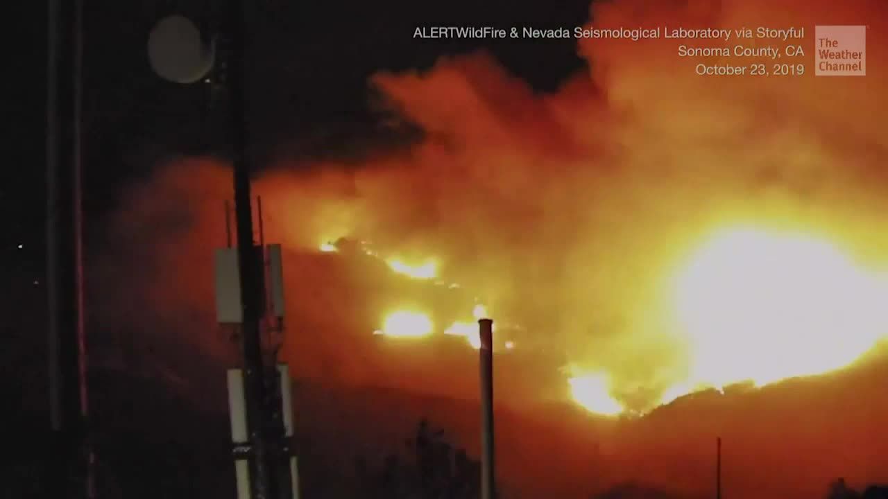 Evacuations in California as Strong Winds Fuel Wildfire Tearing Through Sonoma County