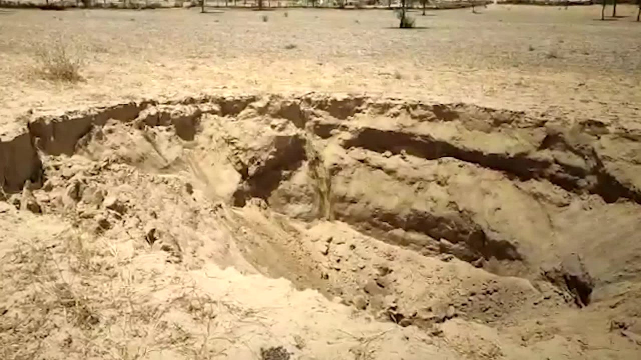 A massive sinkhole opened up in the town of Sri Dungargarh in Rajasthan, India, measuring about 20 feet deep.