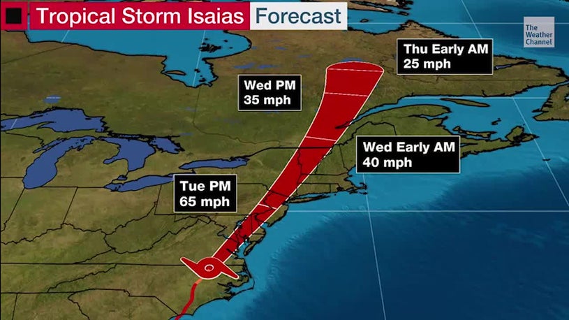 Isaias: Strong Winds, Heavy Rain Will Spread Into the Northeast Today