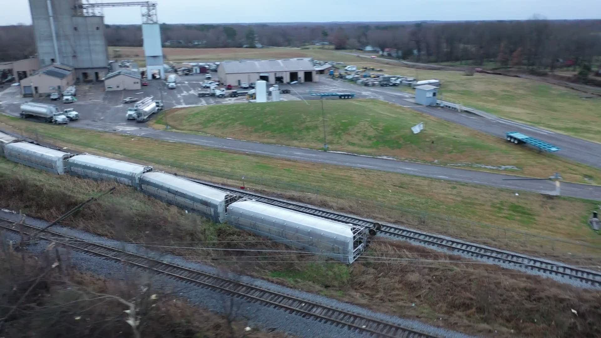 Trains Overturned After Tornado