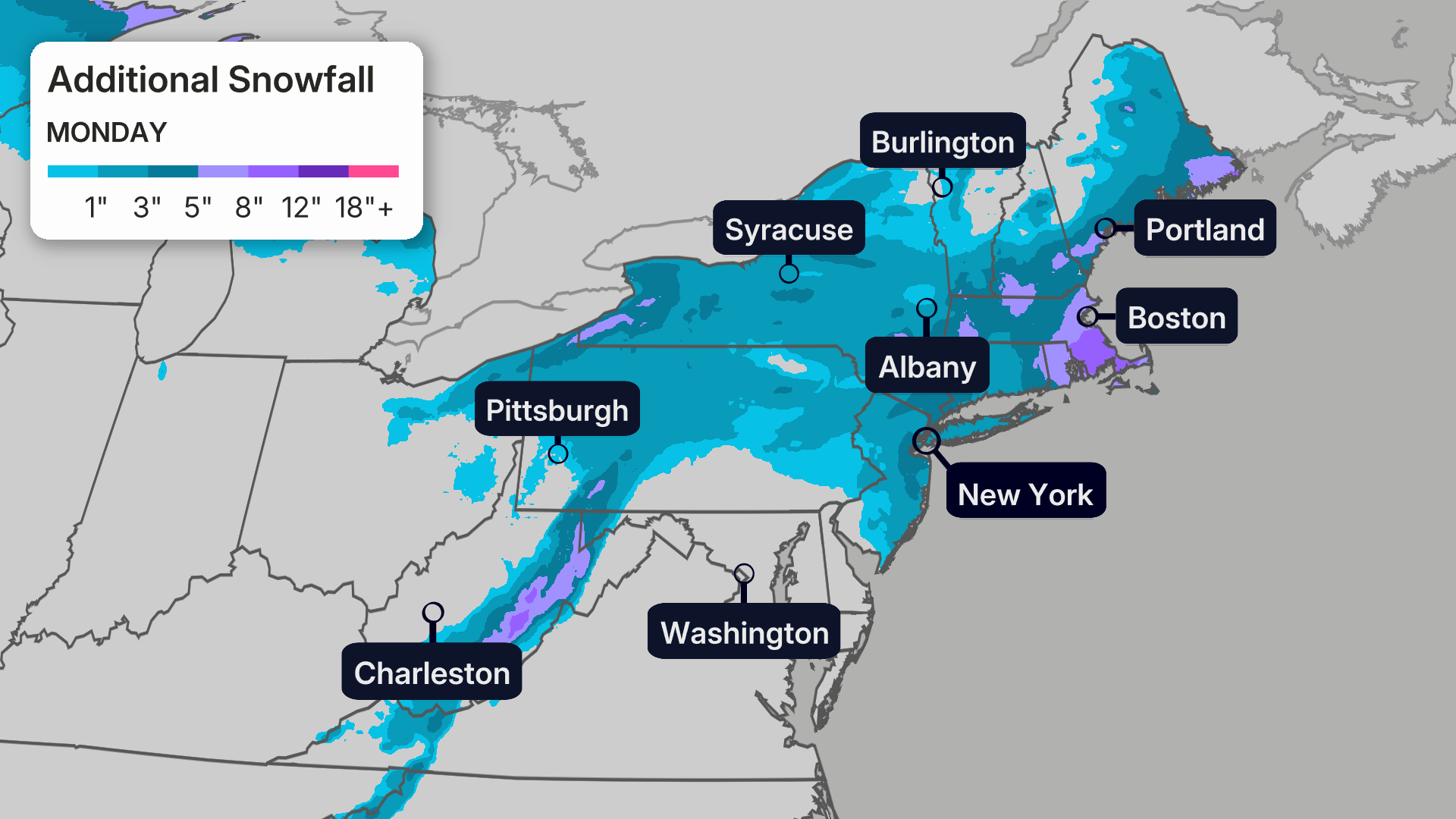 Forecast additional snowfall from Winter Storm Hernando
