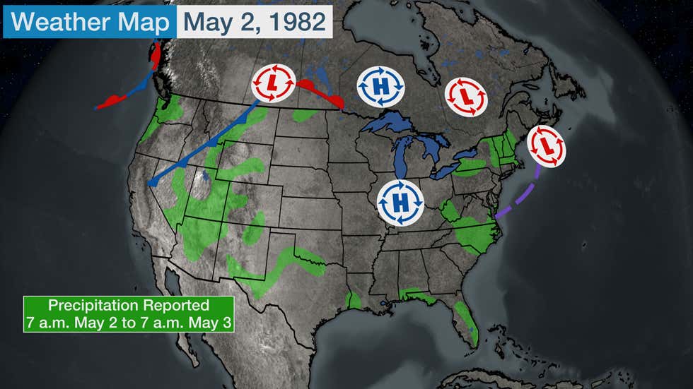 Retro Weather Map What the U.S. Weather Map Looked Like When The Weather Channel Launched ...