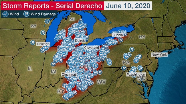 A Derecho A Widespread Destructive Thunderstorm Wind Event Swept Across Michigan Indiana Ohio Wednesday The Weather Channel Articles From The Weather Channel Weather Com
