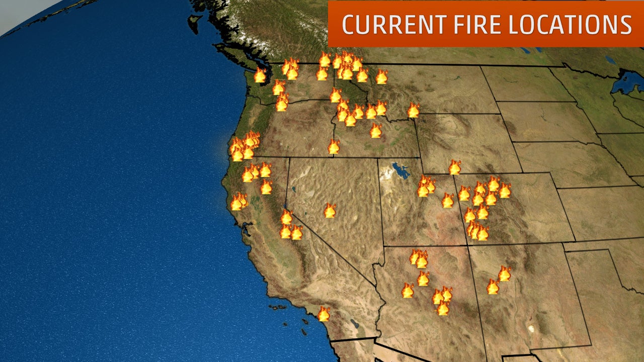 Western States Fire Map Map Of - 0813 Fire Locations