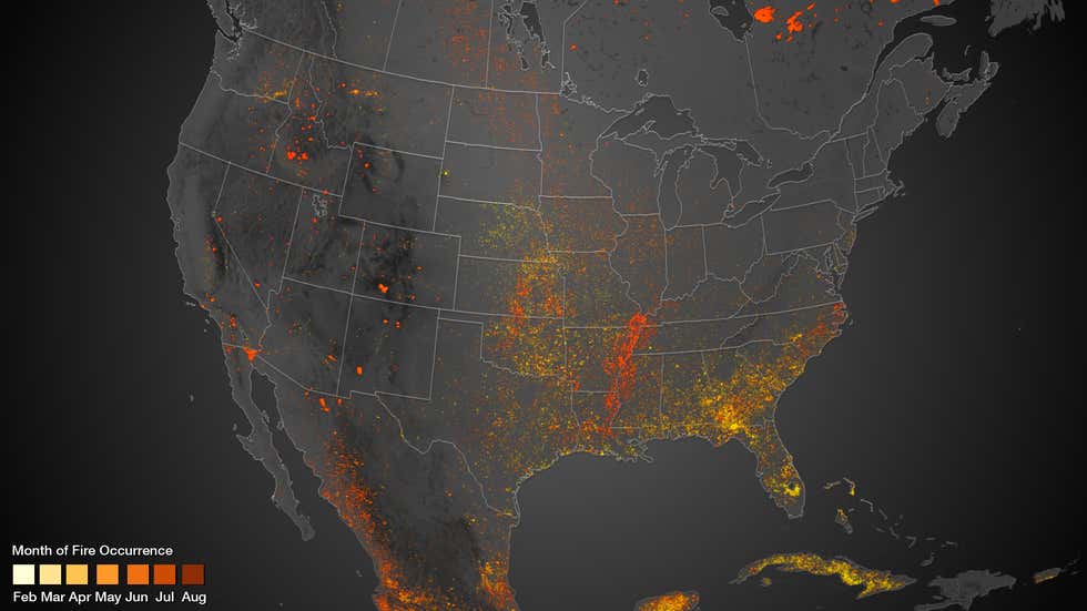 The Fire Rises State Map Wildfire Map: NOAA's Satellites Show North America Ablaze | Weather.com