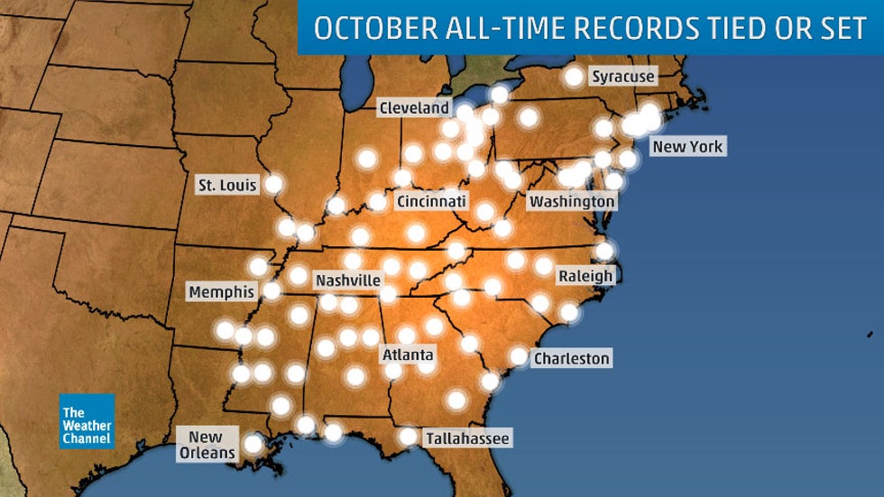 Fall Heat Wave Crushed All Time October Records In 80 Cities In South And East The Weather Channel Articles From The Weather Channel Weather Com
