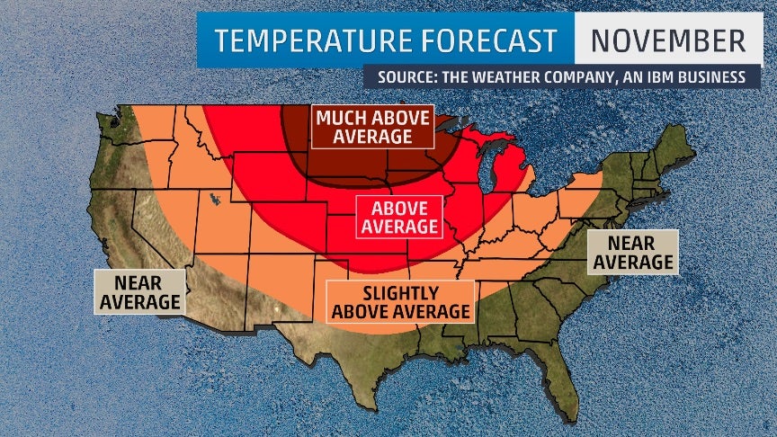 November Outlook Mild Temperatures Expected For Much of U.S. The