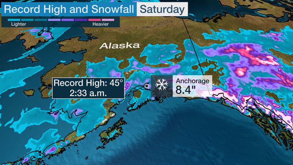 Anchorage, Alaska, Sets Snowfall and High Temperature Records on the