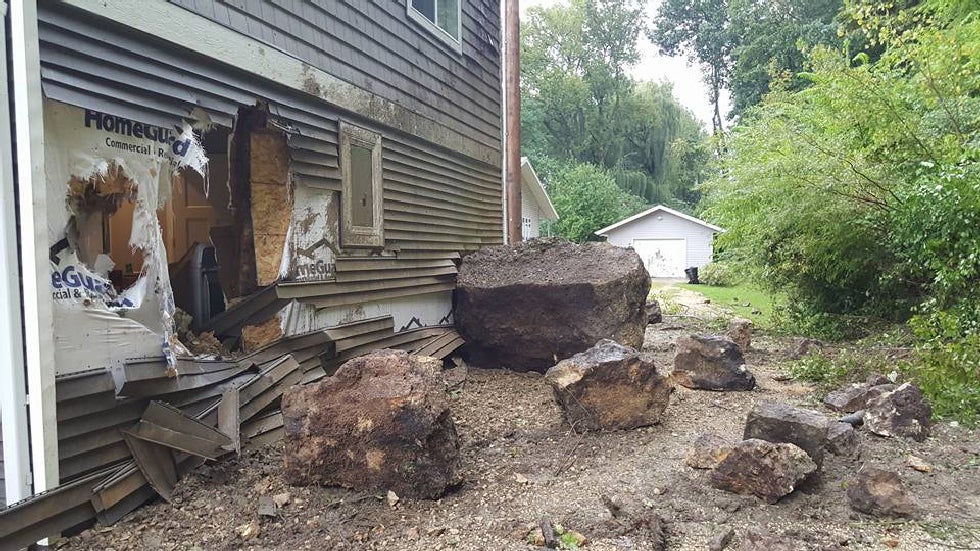 Landslide Sends Huge Boulders Crashing Into Home Near Brownsville