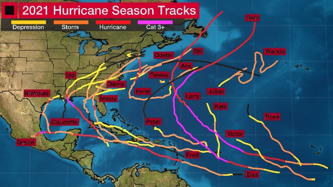 2021 Hurricane Season Recap Louisiana Northeast Destruction Gives Way To Unusually Quiet End Weather Underground