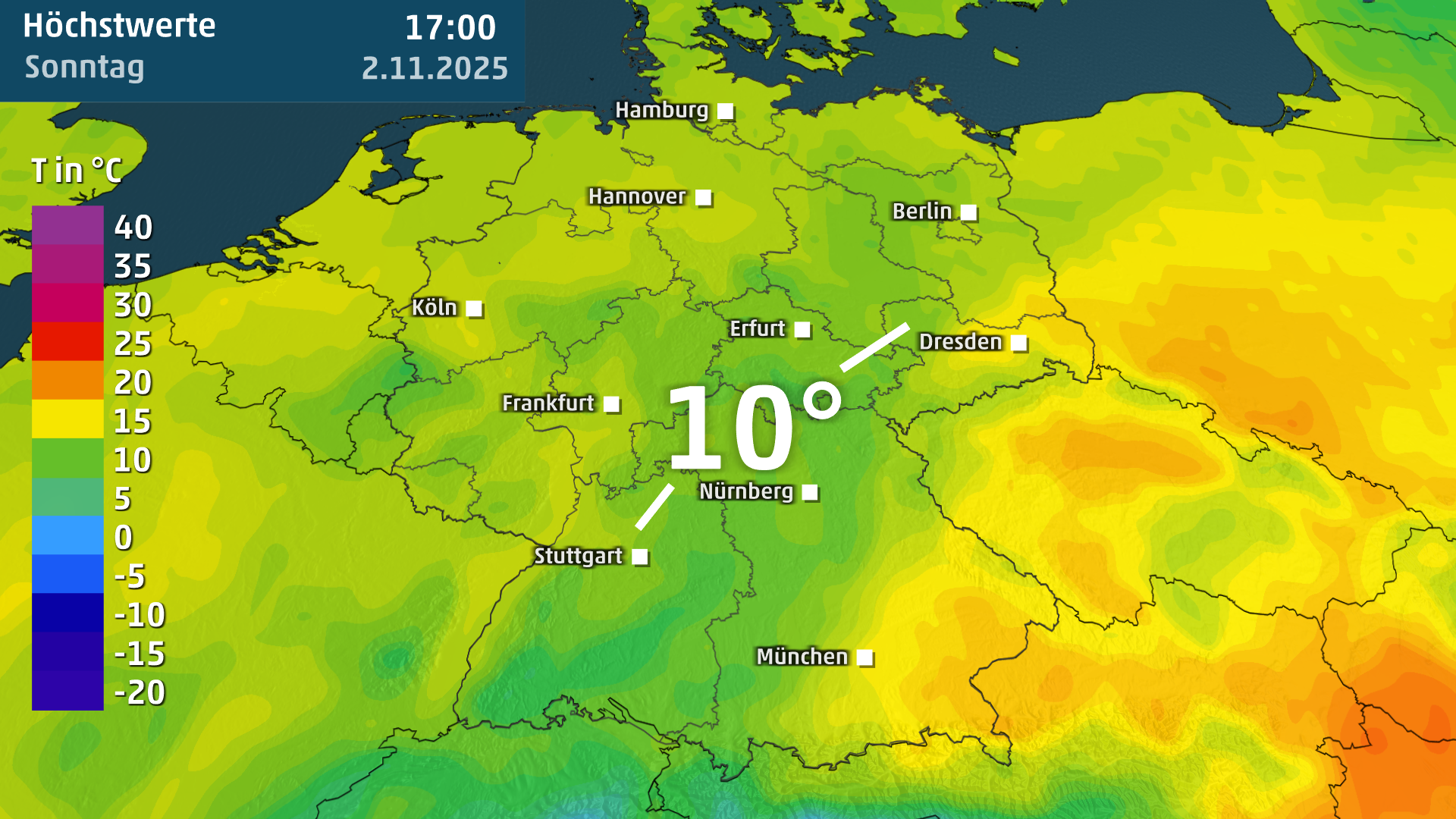 Am Sonntag werden in weiten Teilen Deutschlands nur noch 10 Grad erreicht.