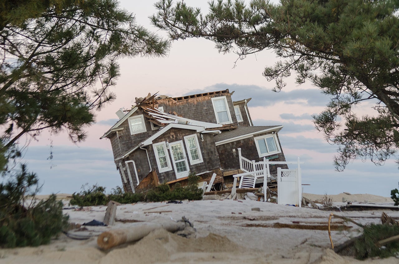 This house, photographed in Nov. 2012, in Mantoloking, N.J., was destroyed by Superstorm Sandy&rsquo;s storm surge. (Liz Roll/weather.com)