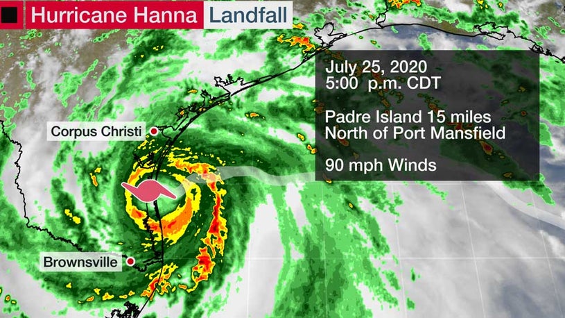Hurricane Hanna Makes Landfall on South Texas Coast