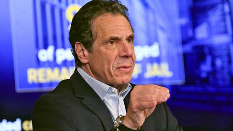 New York Gov. Andrew Cuomo speaks about the $175.5 billion state budget during a news conference at the state Capitol on Sunday, March 31, 2019, in Albany, New York. (AP Photo/Hans Pennink)