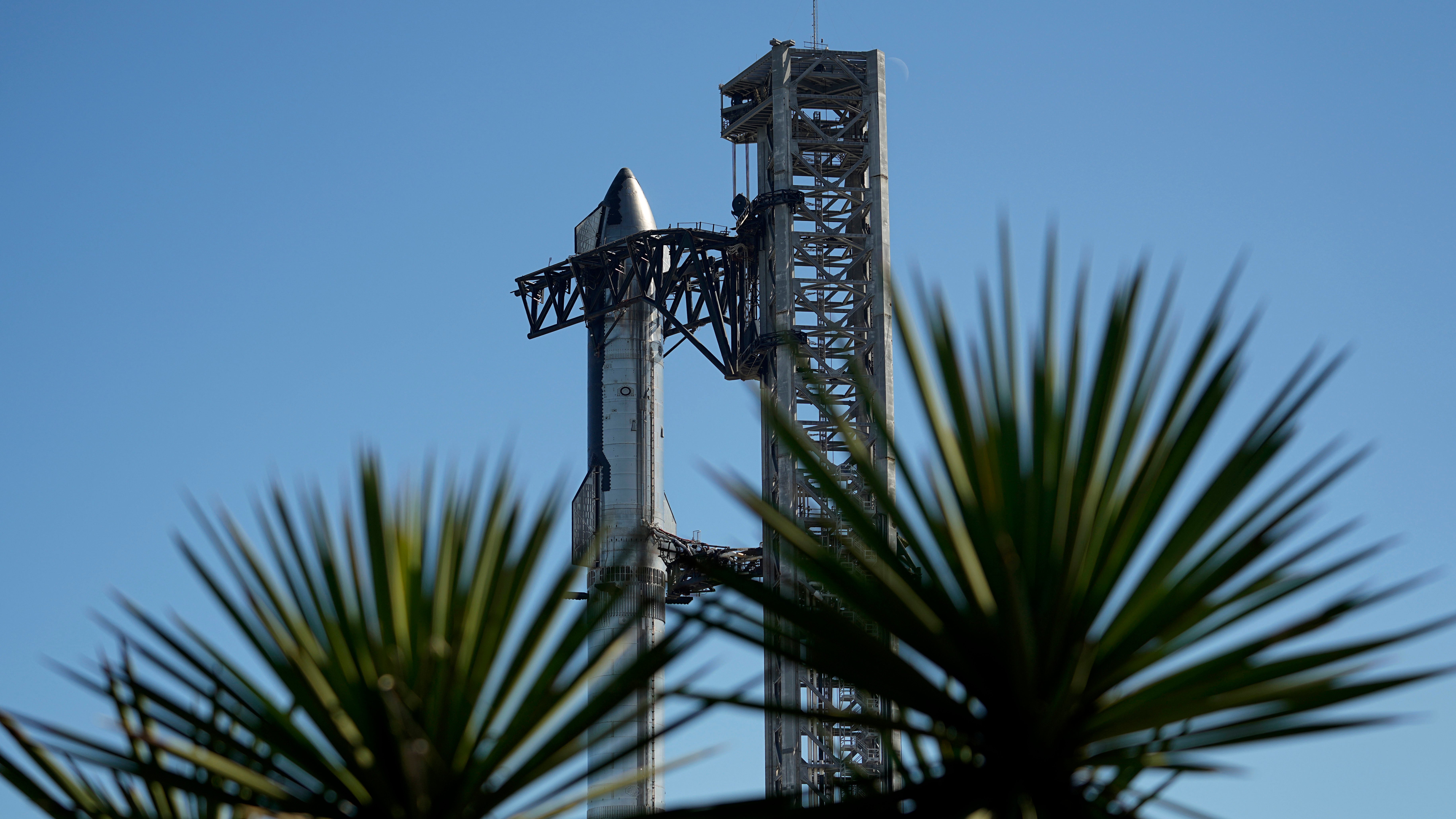 SpaceX's mega rocket Starship is prepared for its launch from Starbase in Boca Chica, Texas, Friday, Nov. 17, 2023. (AP Photo/Eric Gay)