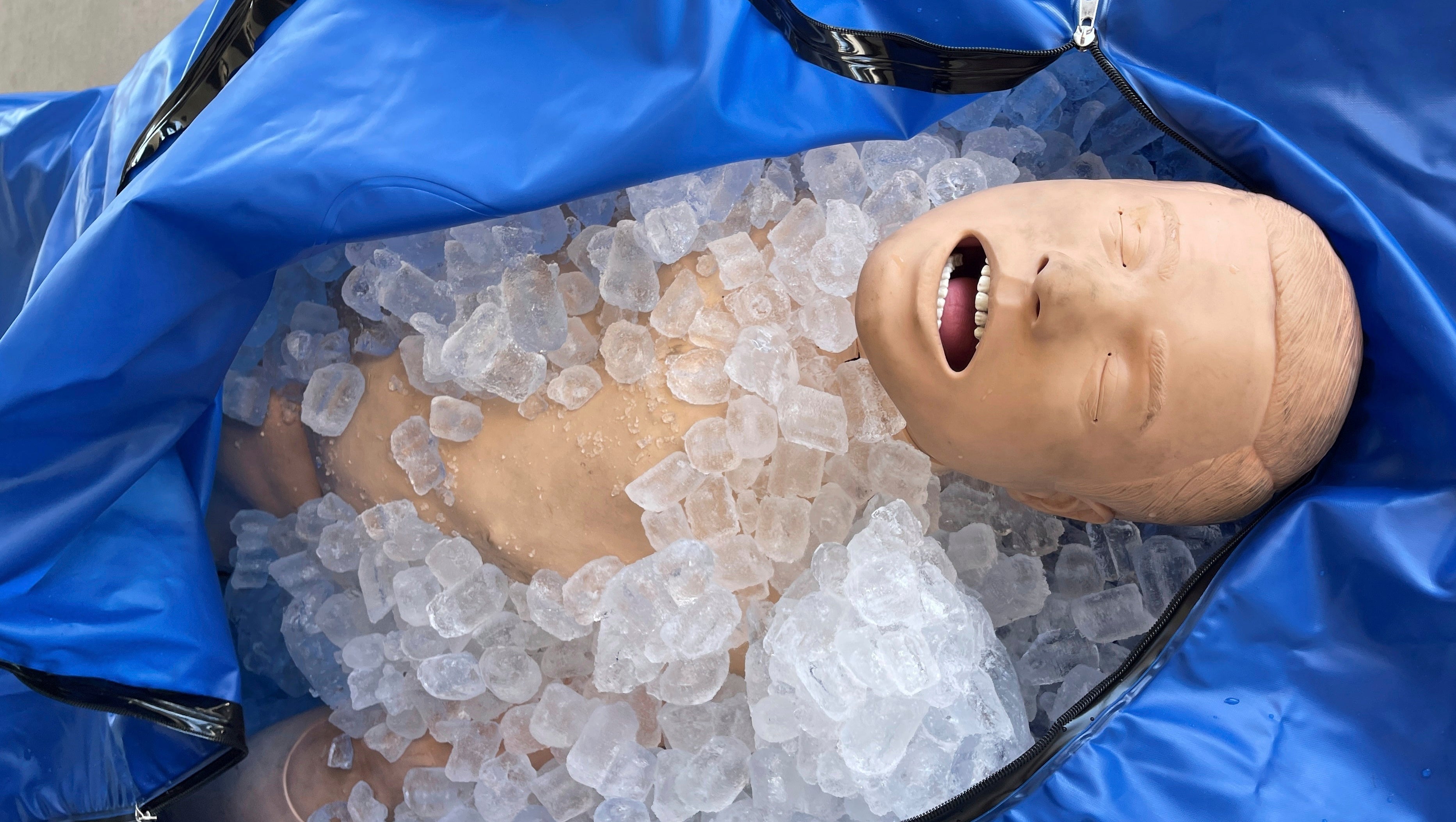 Phoenix Fire Capt. John Prato demonstrates a new protocol that the fire department in America&rsquo;s hottest big city is adopting as the West braces for the first heat wave of the summer season, Monday, June 3, 2024, in Phoenix. The cold water immersion therapy already used by hospitals in the area will also now be used by Phoenix fire and paramedics personnel on every patient they encounter this season with signs of heat stroke.