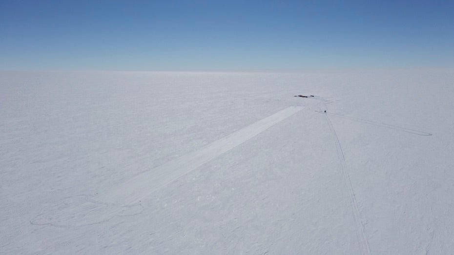 An aerial view of the Paleo site in Antarctica