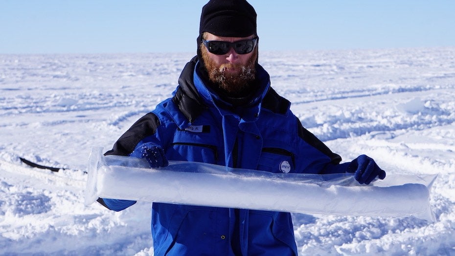 Nicolas Rombauts bags a core taken from very near the surface