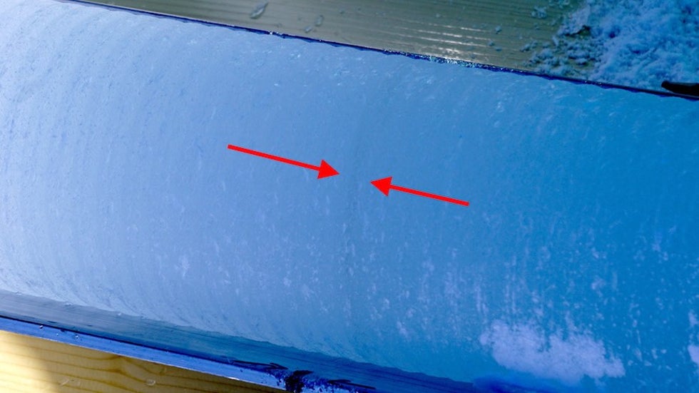 Volcanic ash layer trapped in an ice core