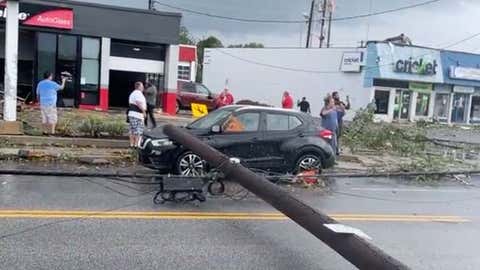 Tornado damage in Annapolis, Maryland, on Wednesday, Sept. 1, 2021. Jarvin Hernandez via Facebook