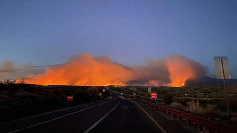 The Bush Fire is burning in the Tonto National Forest northeast of Phoenix, Arizona. As of Monday, June 15, 2020, the wildfire had burned 22.4 square miles. (Twitter/Tonto National Forest)