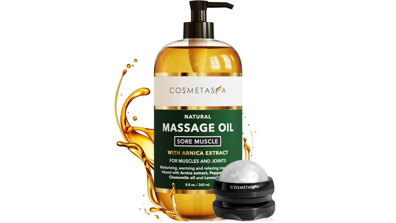 Cosmetasa Massage Oil for Sore Muscles with Roller Ball