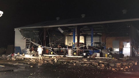 Damage is seen to a structure in Cairo, Georgia, on Sunday, March 3, 2019. (Twitter/Eli Pyrz)
