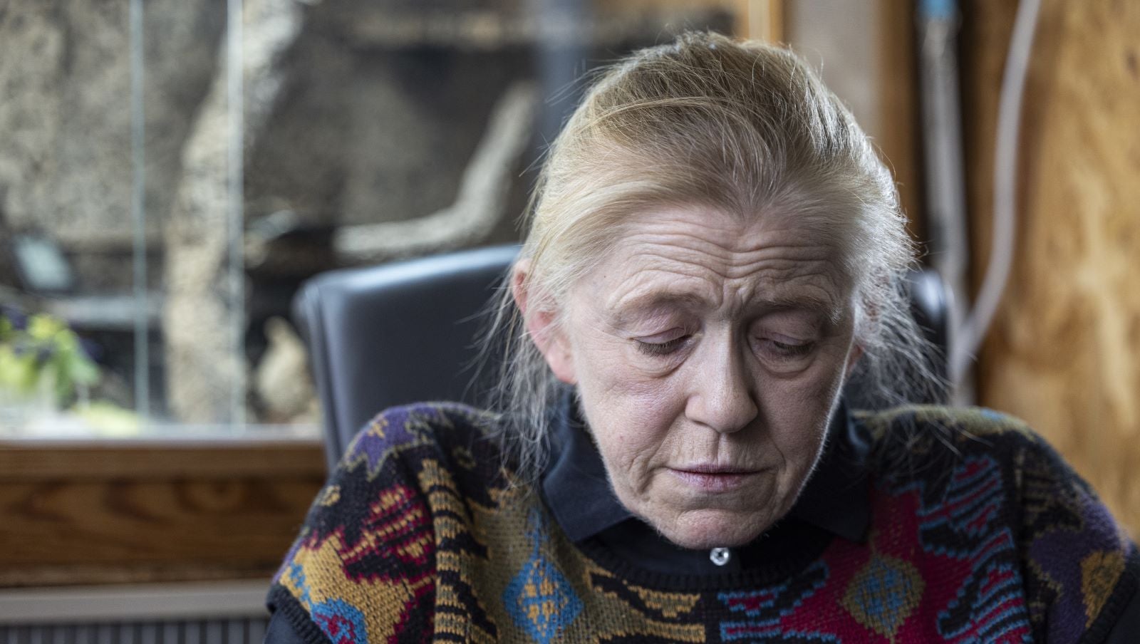 PRODUKTION - 15.10.2025, Hessen, Frankfurt/Main: Klinik-Chefin Christiane Haupt sitzt in der Mauserseglerklinik in Frankfurt. In der Klinik werden verunfallte Mauersegler gepflegt und gef&uuml;ttert. (zu dpa: &laquo;Eine Klinik f&uuml;r Mauersegler&raquo;) Foto: Hannes P Albert/dpa +++ dpa-Bildfunk 