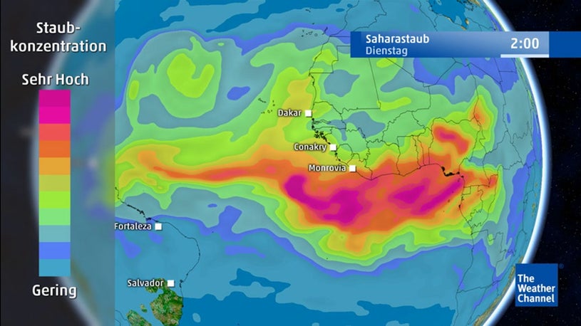 Passatwind Tragt Riesig Staubwolke Aus Der Wuste In Richtung Des Regenwalds Artikel Von The Weather Channel Weather Com