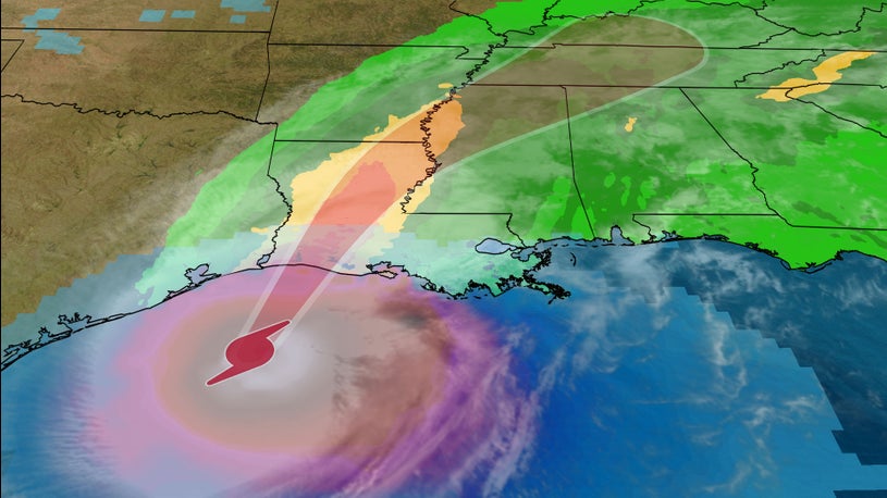 Hurricane Delta Hours From Landfall