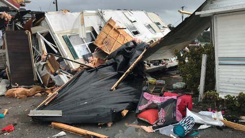 The Boardwalk RV Park was damaged about 9 a.m. Thursday, September 5, 2019, after a waterspout or tornado was spawned by Hurricane Dorian, according to Emerald Isle town officials. No injuries were reported. (Facebook/Town of Emerald Isle)