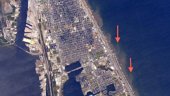 Galveston, Texas, Rip Currents Seen From the International Space