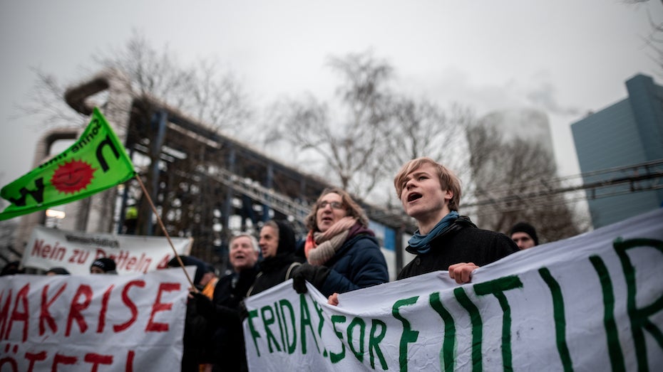 Demonstrators at a coal plant in Datteln, Germany, 1/24/20