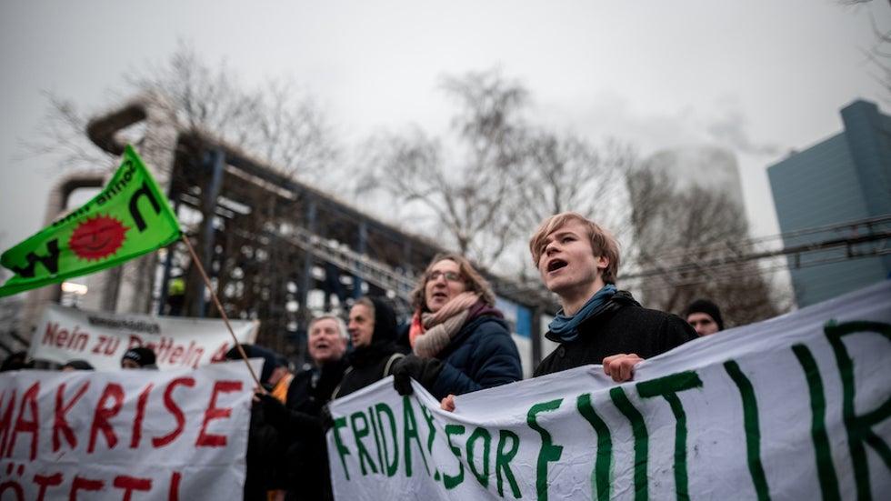 Demonstrators at a coal plant in Datteln, Germany, 1/24/20