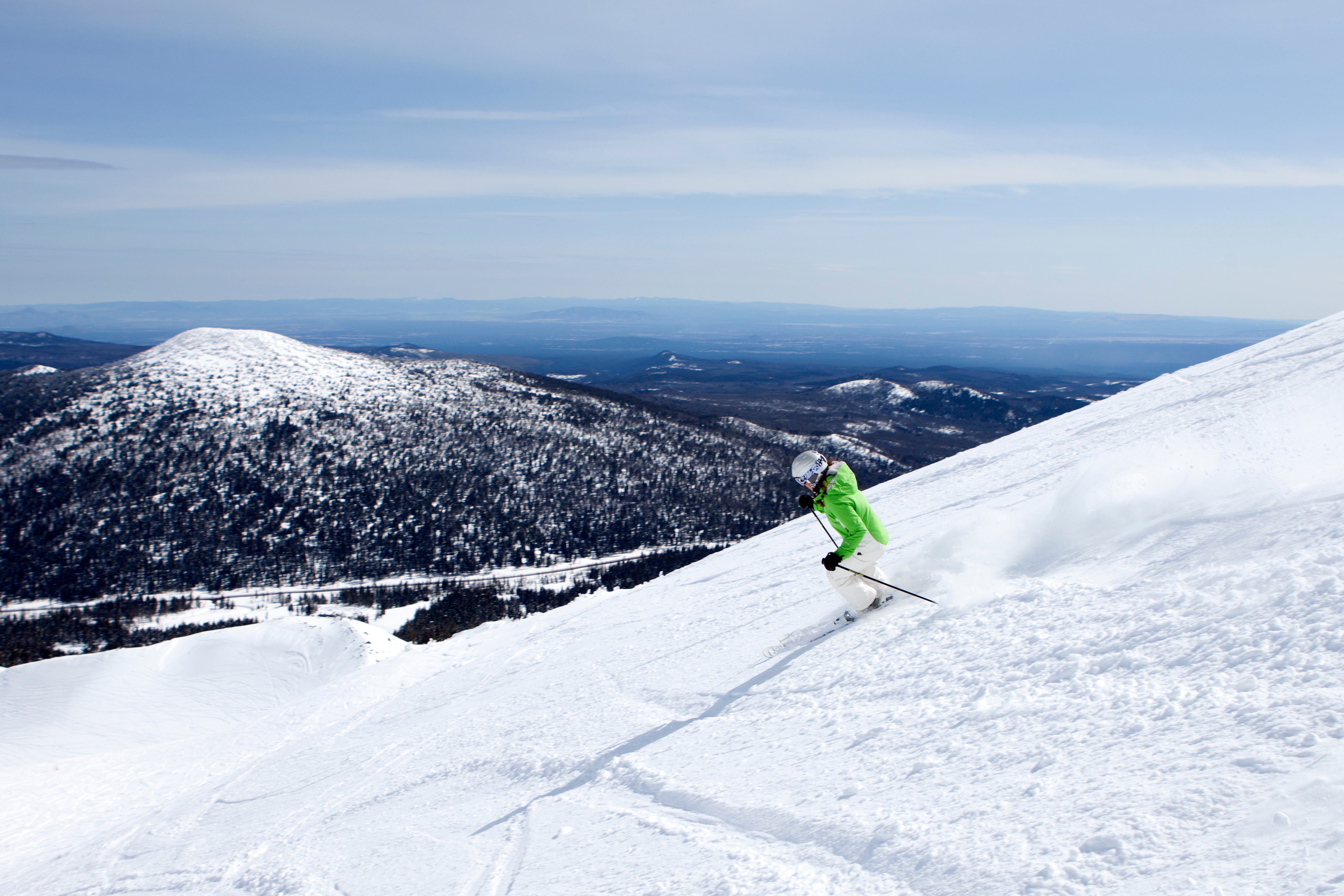 A woman skis at Mt. Bachelor resort in Bend, Ore. (Jordan Siemens via Getty Images)