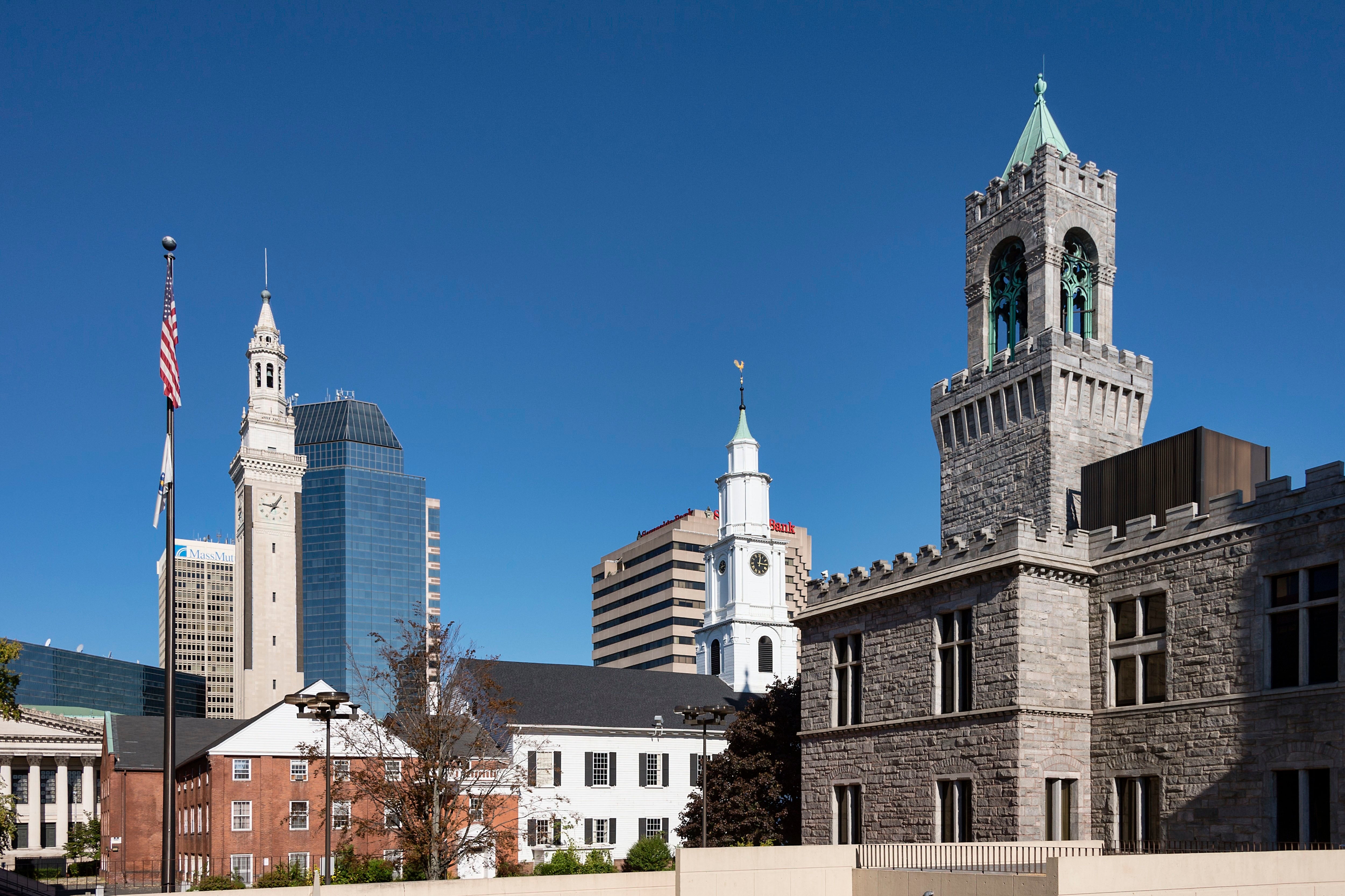 A skyline view of Downtown Springfield, Massachusetts. (Photo by John Greim/LightRocket via Getty Images)
