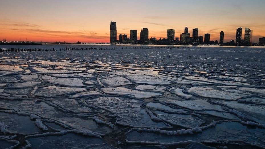 Ice floes on Hudson River near New York City, 1/9/14