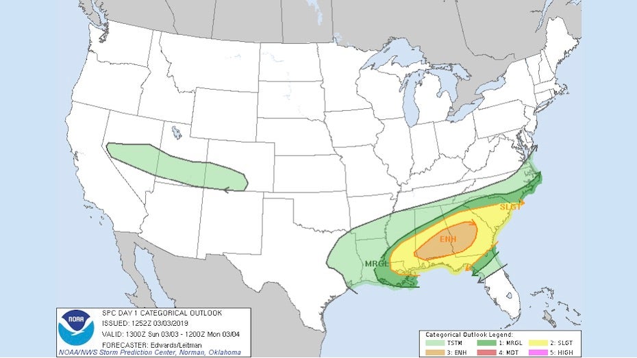 SPC convective outlook issued at 8 am EST 3.3.19