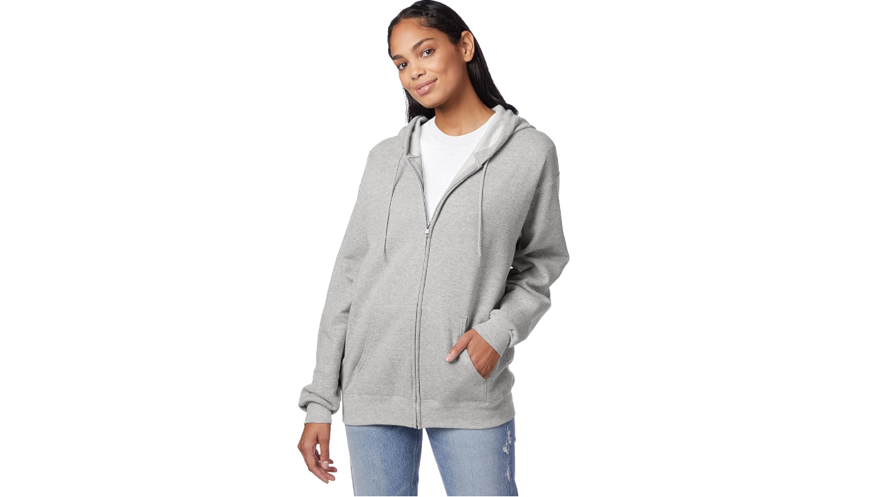 Hanes EcoSmart Zip-Up Hoodie (Ash)