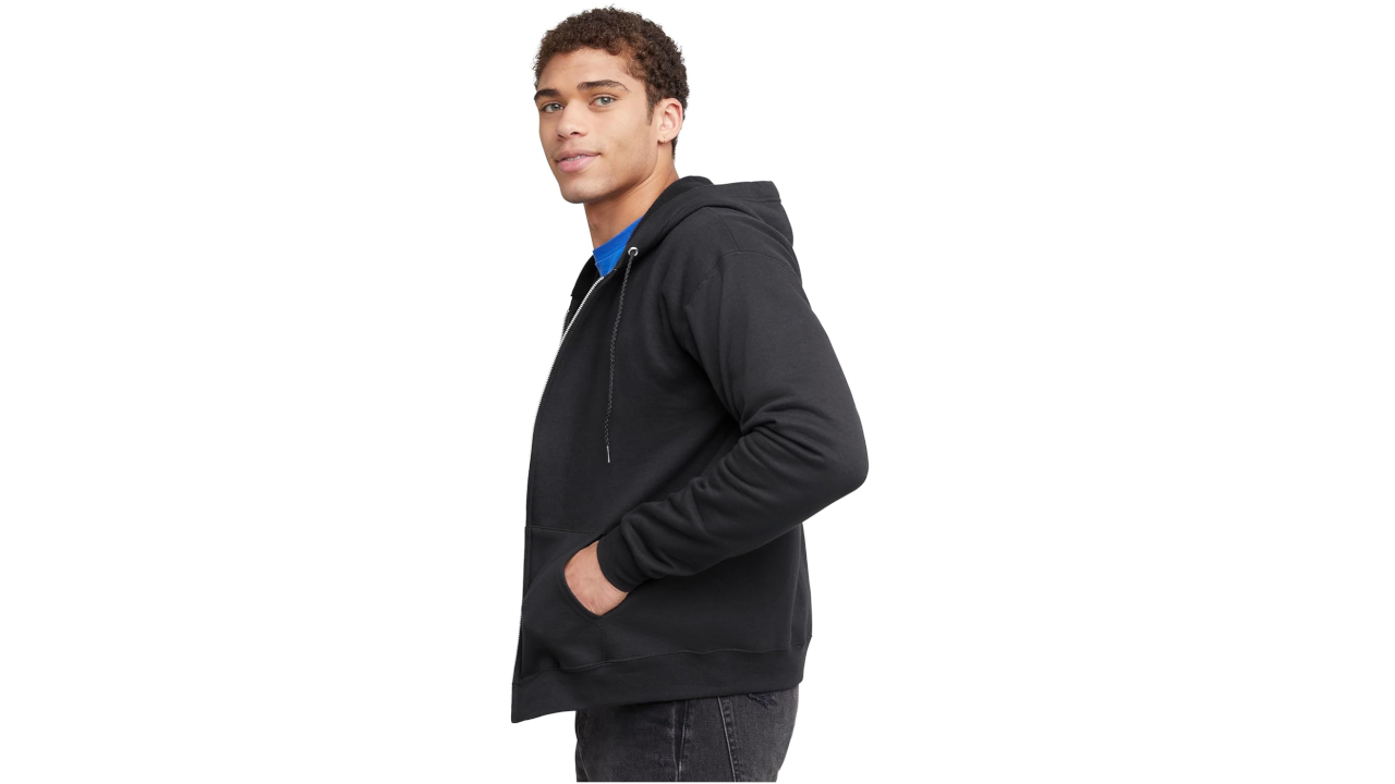 Hanes EcoSmart Zip-Up Hoodie (Black)