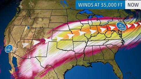 Jet Stream Winds from Southwest to Northeast U.S. Among the