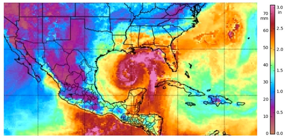 Precipitable water with Cristobal, 17Z 6/6/20