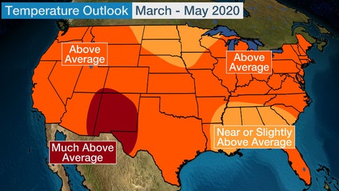 Spring 2020 Temperature Outlook Warmer Than Average Temperatures