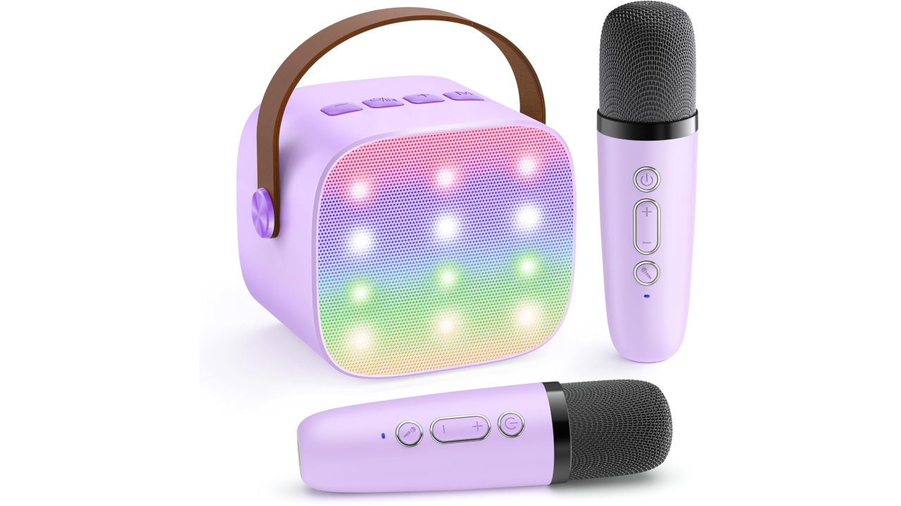 Mini Karaoke Machine with 2 Wireless Microphones