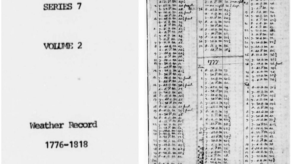 Excerpt from Thomas Jefferson weather records
