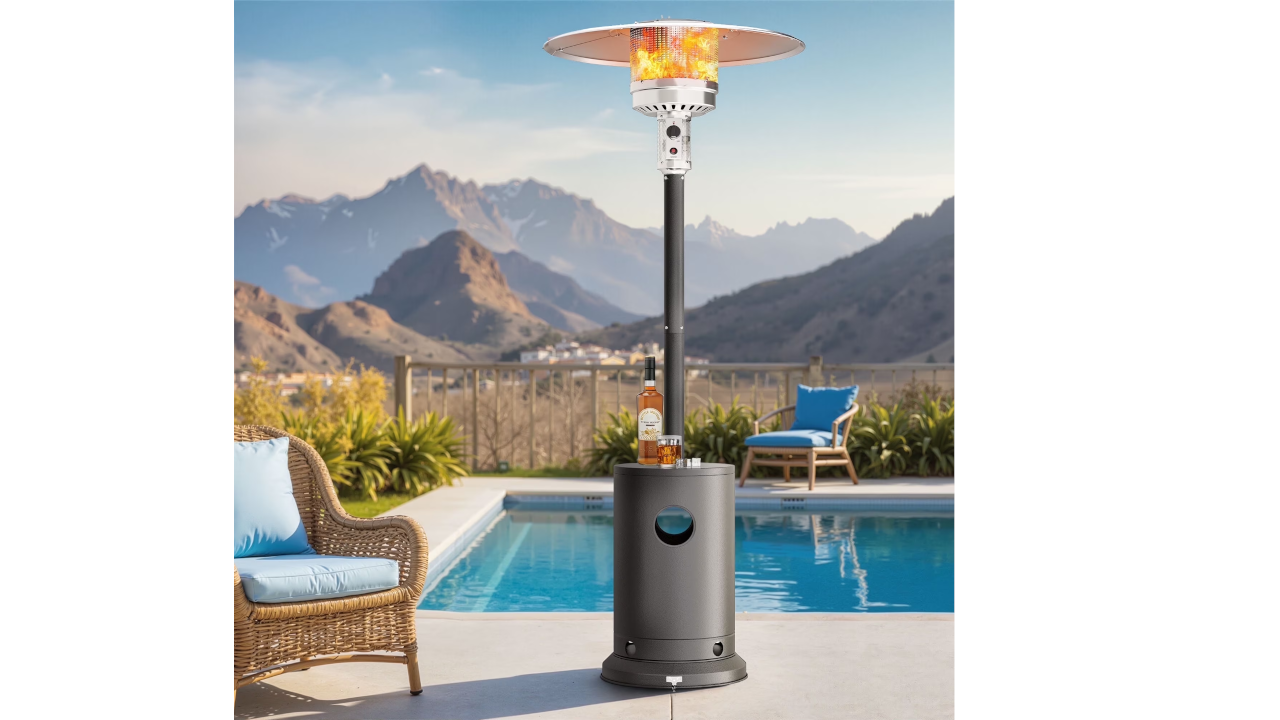 Outdoor Patio Heater 50,000BTU Propane Heater with Wheels and Adjustable Thermostat